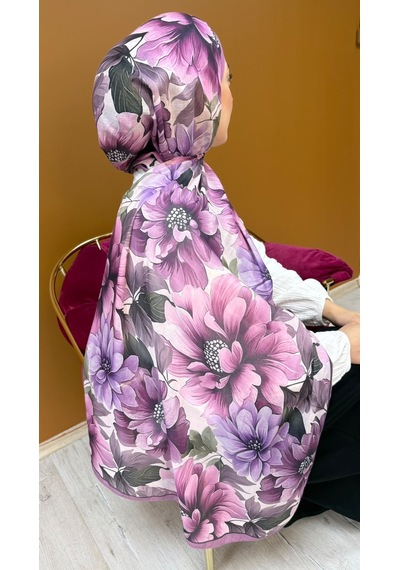 Mimiyum Garden Desen Organik Soft Şal- Pembe Lila Çok Renkli