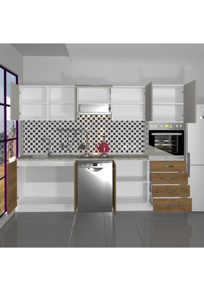 Decoraktiv Elite 280q Ankastre Boy Dolaplı Mdf Hazır Mutfak Dolabı - Tezgah Dahil - Pera - Kumtaşı Çok Renkli Decoraktiv Elite 280q Ankastre Boy Dolaplı Mdf Hazır Mutfak Dolabı - Tezgah Dahil - Pera - Kumtaşı Çok Renkli