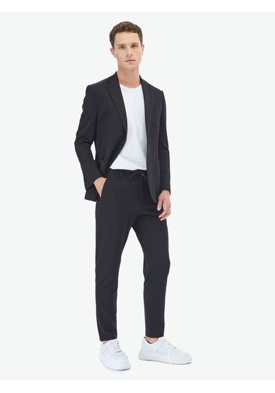 Kip Siyah Düz Fitted Fit Örme Takım Elbise Çok Renkli