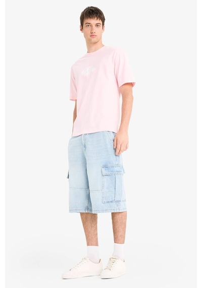 Defacto %100 Pamuk Kargo Fit Jean Bermuda Şort F4219ax25smnm39 Mavi