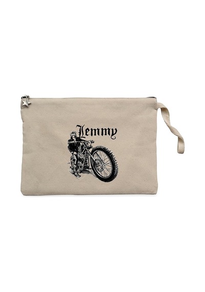 Motörhead Lemmy Kilmister Motorbike Krem Cüzdan / El Çantası Krem