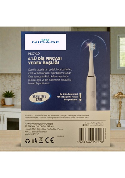 Nidage Psc42 Şarjlı Diş Fırçası + Psc42 Uyumlu Yedek Başlık 4'lü