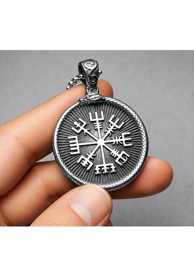 Paslanmaz Çelik Antik Gümüş Renk Çift Taraflı Viking Mitolojisi Vegvisir Valknut Viking Kolye Antrasit Paslanmaz Çelik Antik Gümüş Renk Çift Taraflı Viking Mitolojisi Vegvisir Valknut Viking Kolye Antrasit