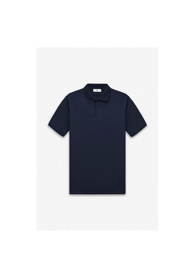 Süvari Lacivert Regular Düz Nakışlı Pike Düğmeli Polo Yaka Tişört Sts1014000018-m09
