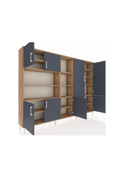 Arges Dolap 14 Raflı 9 Kapaklı 220x30x163 Çam-antrasit/çam Antrasıt/atlas Çam - Atlas Çam Arges Dolap 14 Raflı 9 Kapaklı 220x30x163 Çam-antrasit/çam Antrasıt/atlas Çam - Atlas Çam