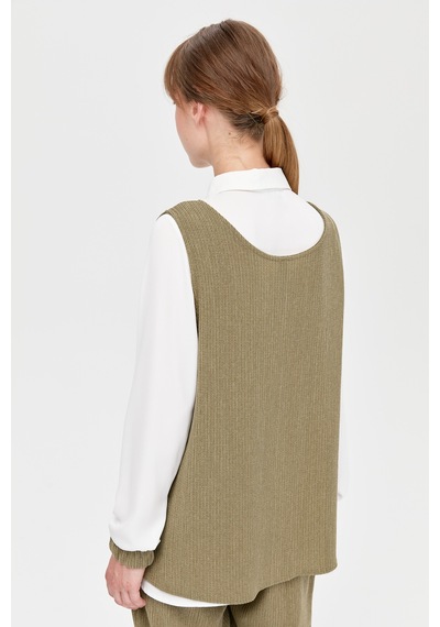 Esswaap Retro Dokulu Üçlü Pantolonlu Takım Haki-haki Haki