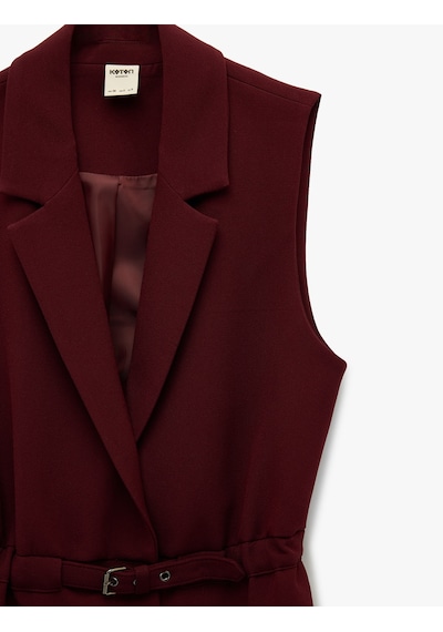 Koton Regular Fit Kolsuz Kemerli Kruvaze Yaka Yelek Bordo 6sak20009uw Bordo