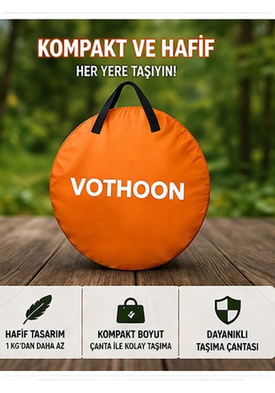 Otomatik Kabin Giyinme Çadırı 120x120x190 Cm Üst Havalandırma Yan Pencereli Duş & Wc Çadırı Turuncu