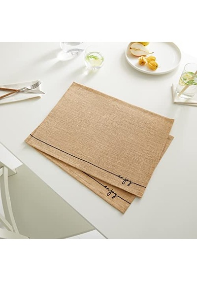 Amerikan Servis El Yapımı Pamuklu Natural Jüt Örme Düz Yuvarlak Supla 37x37cm Çok Renkli