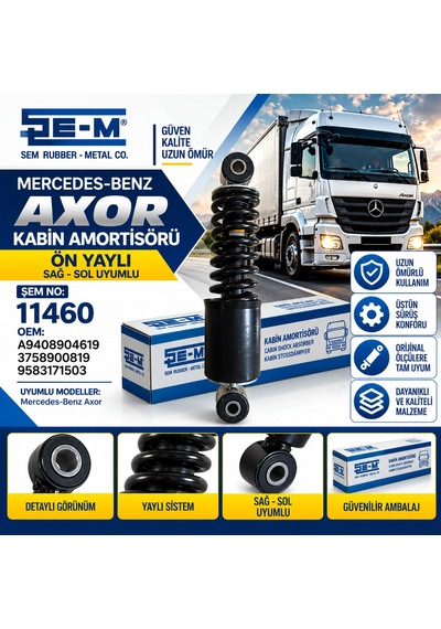 Mercedes Axor Ön Yaylı Kabin Amortisörü Sağ Sol Şem 11460 A9408904619 3758900819
