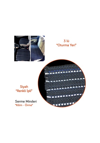 Nyf Kilim Minder Serme 3 Lü Set 2 Ön + 1 Arka Koltuk Oturma Üniversal