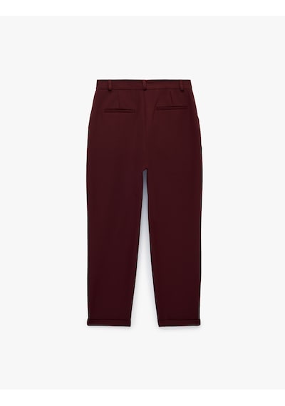 Koton Cepli Katmanlı Paça Yüksek Bel Kumaş Havuç Pantolon Bordo 7wak40028uw