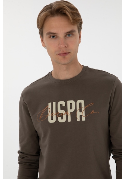 U.S. Polo Assn. Erkek Regular Fit Bisiklet Yaka Vizon İnce Sweatshirt 50315570-VR052