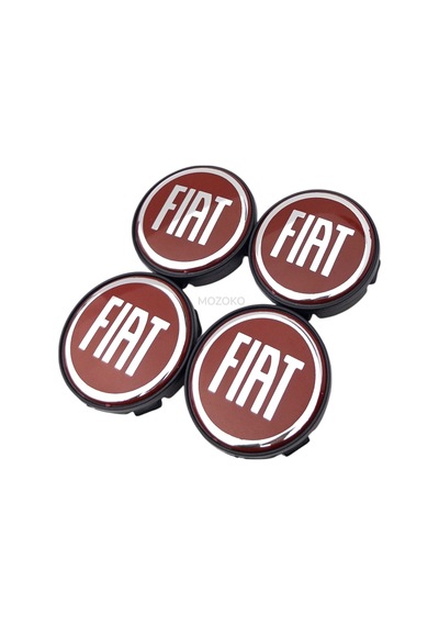 Fiat Logolu Kırmızı 58 Mm Dış 55 Mm İç Çap Geçmeli 3d Jant Göbeği Kapak Seti, 4 Adet