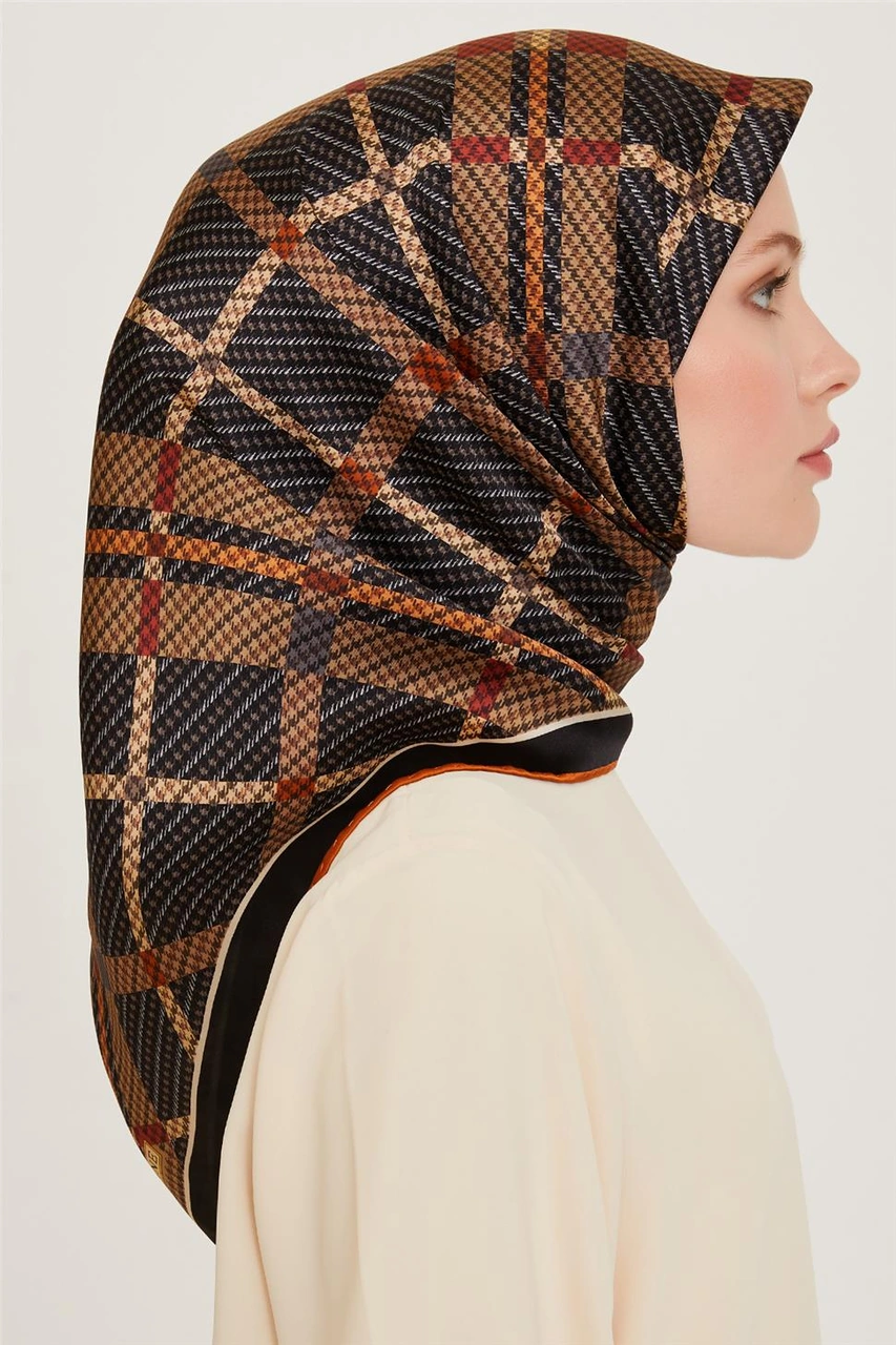 Armine Geometrik Desenli Twill Saf İpek Eşarp 9247d 36 Çok Renkli
