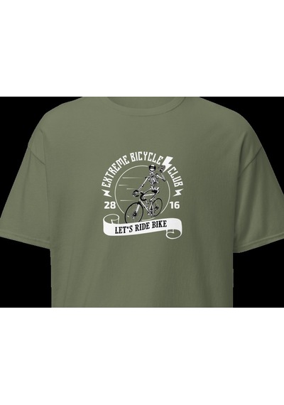 Wildstyle Extreme Bicycle Club Dağ Bisikleti Bisikletçi Kulübü Baskılı Unisex Bisiklet Yaka Pamuklu Tişört Haki