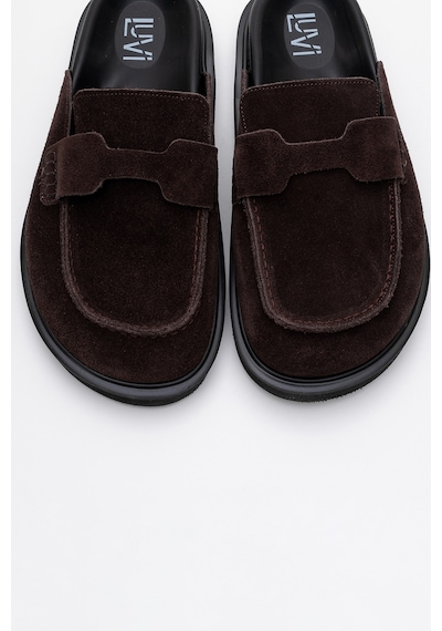 Luvishoes Brısa Kahverengi Süet Hakiki Deri Kadın Terlik Kahverengi
