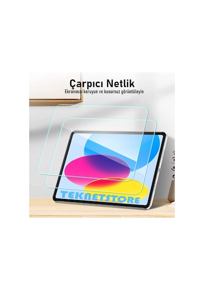 Apple Uyumlu iPad 10. Nesil 2022 10.9" Nano Kırılmaz Ekran Koruyucu Kırılmaz Şeffaf Cam Koruyucu Tam