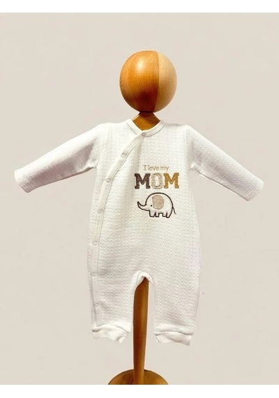 Cantoy Bebek I Love My Mom Yazılı Filli Tulum-15301 Ekru