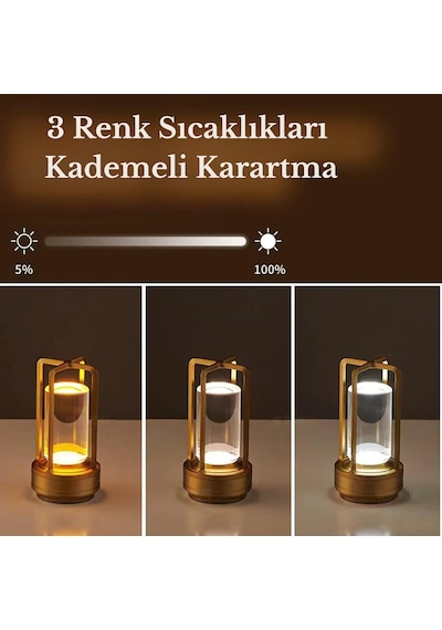 Şarjlı Dokunmatik Led Masa Lambası Ayarlanabilir Dekoratif 3 Mod