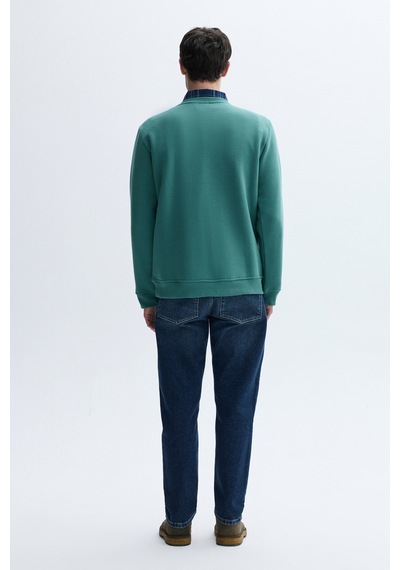 Mudo Erkek Erkek Yeşil Nakışlı Bisiklet Yaka Sweatshirt 1265073
