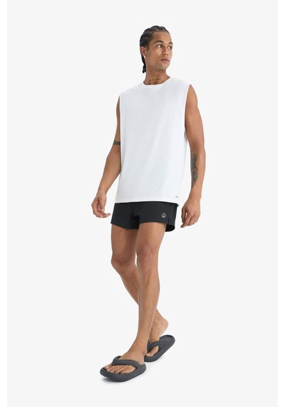 Defacto Boxy Fit Bisiklet Yaka Sporcu Atlet A1821AX23SM Beyaz