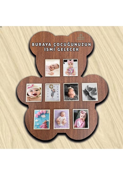 Ayı Teddy Çocuk Ve Bebekler İçin Ayaklı Fotoğraf Çerçevesi - 9 Fotoğraflı -729 04