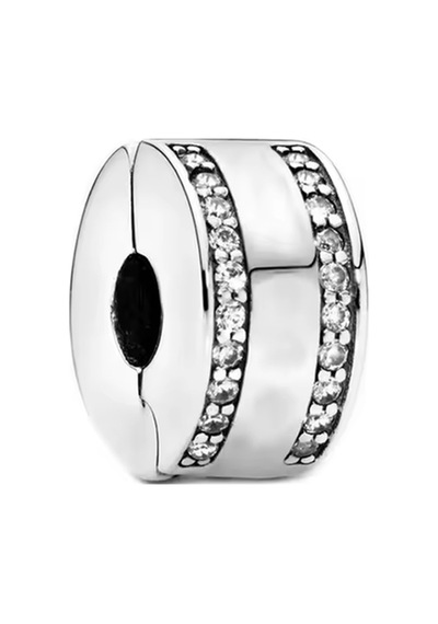 Taşlı Çizgideki Zarafet Klips Charm Gümüş