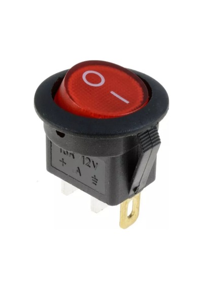 Mr-131a Yuvarlak Işıklı Anahtar On-off 3 Bacaklı 12volt Kırmızı