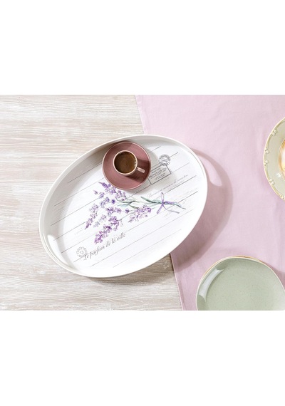 Lavander Oval Tepsi Beyaz