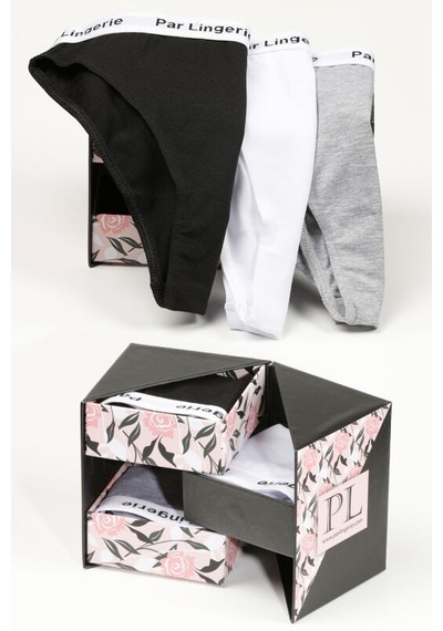 Parlingerie Kadın 3lü Slip Külot Siyah-beyaz-gri Siyah - Beyaz - Gri