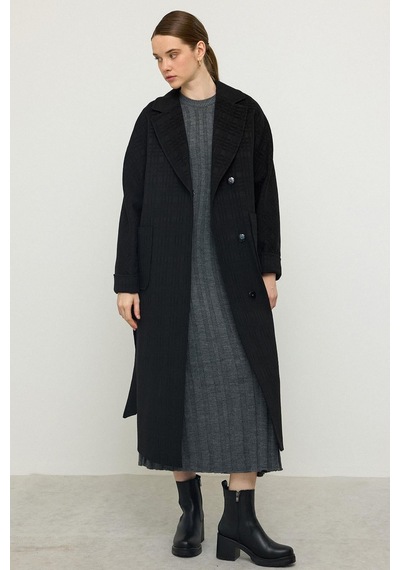 Olcay Torba Cepli Kendinden Desenli Oversize Limited Edition Kaban Siyah 3140