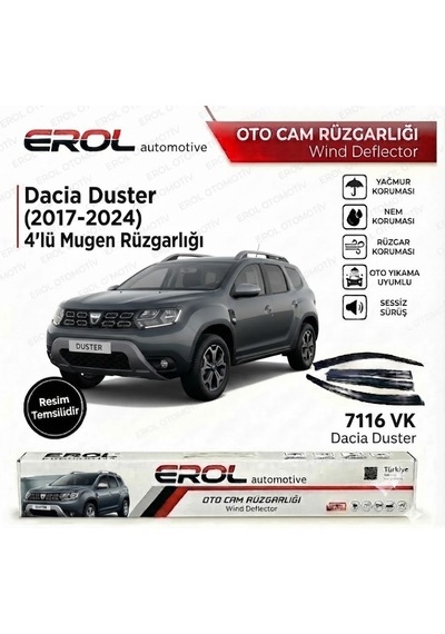 Dacia Duster 2017-2024 4'lü Cam Rüzgarlığı Siyah