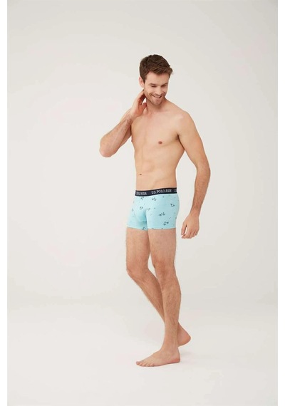 U.S. Polo Assn. Erkek, Lisanslı, Uspa, Turkuaz-lacivert Melanj, 3'lü Boxer Çok Renkli