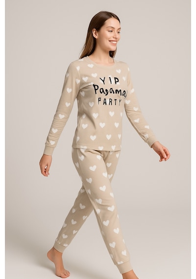 Mutlu City Kadın Yumuşak Doku Termal Pijama Takımı 42050 Vizon