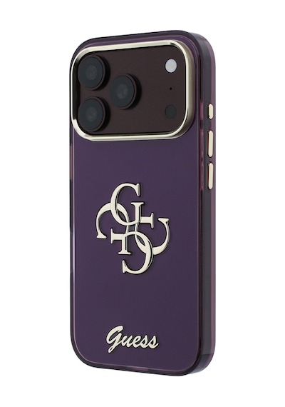Apple iPhone Uyumlu 18 Pro  Kılıf Guess  Lisanslı Yazı Ve 4g Büyük Metal Logolu Silikon Kapak Bordo