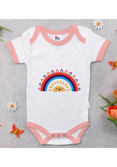 Bk Gift Bk Kids Gökkuşağı Tasarımlı Pembe Bebek Body Zıbın-1 6 - 9 Ay Sarı