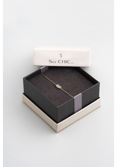 So Chic Işıltılı Baget 18 Ayar Sarı Altın Kaplama 19 Cm Gümüş Bileklik Sarı