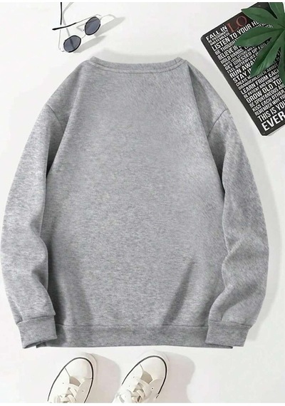 Uyguntarz Unisex Caroline Karakter Baskılı Oversize Swweatshirt Gri