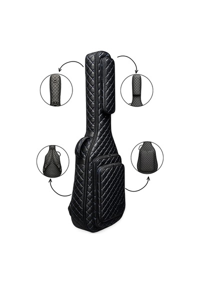 Siyah Profesyonel Gigbag Klasik Gitar Kılıfı-çantası-kapitoneli Suni Deri