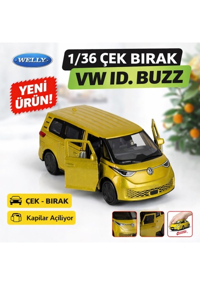 1/36 Çek Bırak Volkswagen Id. Buzz Die-cast Model Araba Açılır Kapılı - Sarı