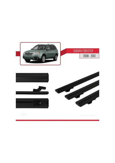 Subaru Forester 2008-2013 Arası İle Uyumlu Basic Model Ara Atkı Tavan Barı Siyah 3 Adet