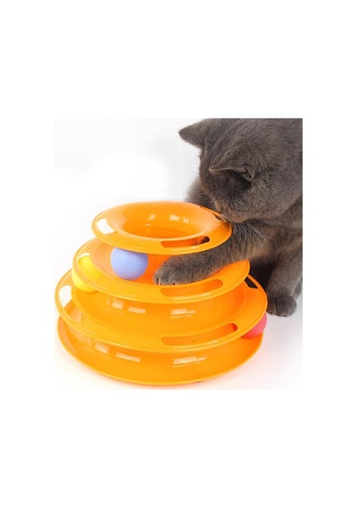 Tower Of Tracks Toplu Yuvarlak Kedi Oyuncağı Kedi Eğlencesi Pembe Turuncu