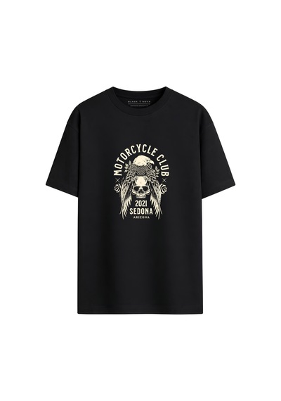Black Nova Oversize Baskılı Unisex %100 Pamuk T-shirt Sedona Siyah