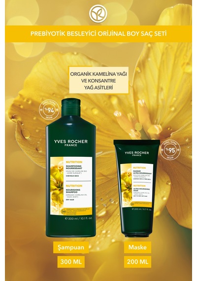 Yves Rocher Prebiyotik Besleyici Orjinal Boy Saç Seti- Şampuan 300 Ml & Maske 200 Ml