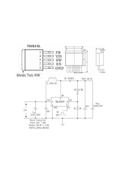 XLSEMİ XL6009E1 TO263 400KHz 35V 4A Regülatör Entegre Boost Step-up Dc Dc Çevirici Regülatör