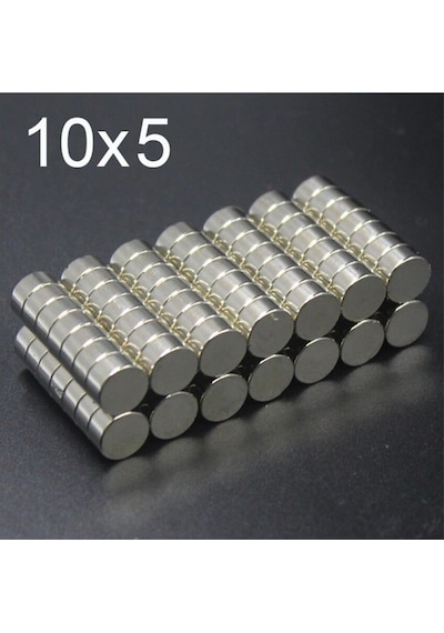 50 Adet 10x5 Yuvarlak Neodyum Mıknatıs Magnet Çap: 1 Cm - Kalınlık 5 Mm