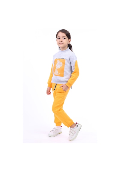 Toontoy Kids Toontoy Kız Çocuk Baskılı Eşofman Takım Gri Melanj