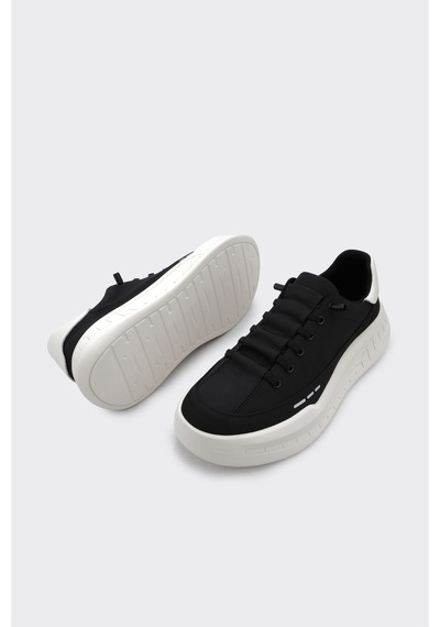 Derinet Bağcıklı Comfort Taban Erkek Sneaker Siyah Siyah