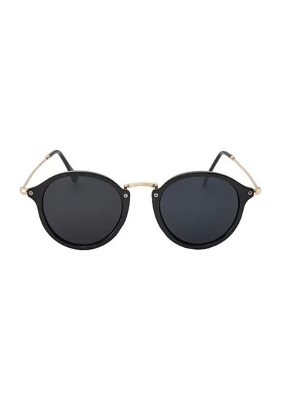 Siyah Yuvarlak Lentes De Sol Vintage&retro Güneş Gözlüğü Altın - Siyah